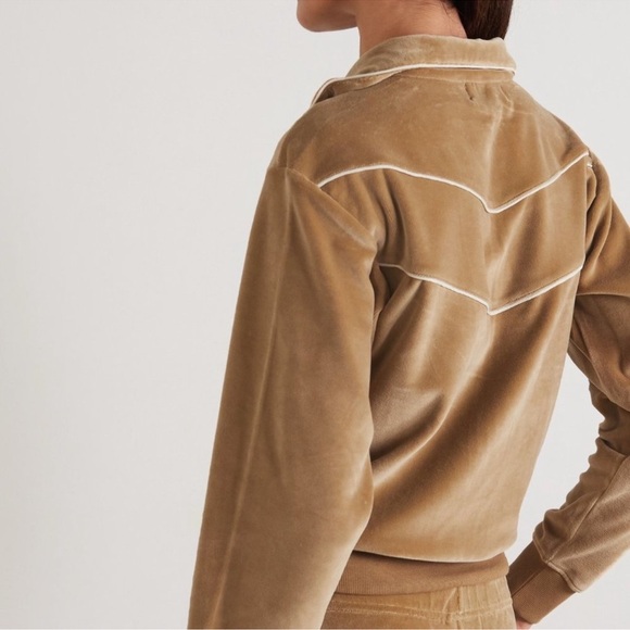 Nili Lotan Women's Andreas Velour Track Jacket Size XS Color tan White - Picture 4 of 12